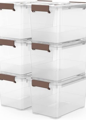 6-Pack Transparent 7-Quart Storage Boxes/Organizers with Locks