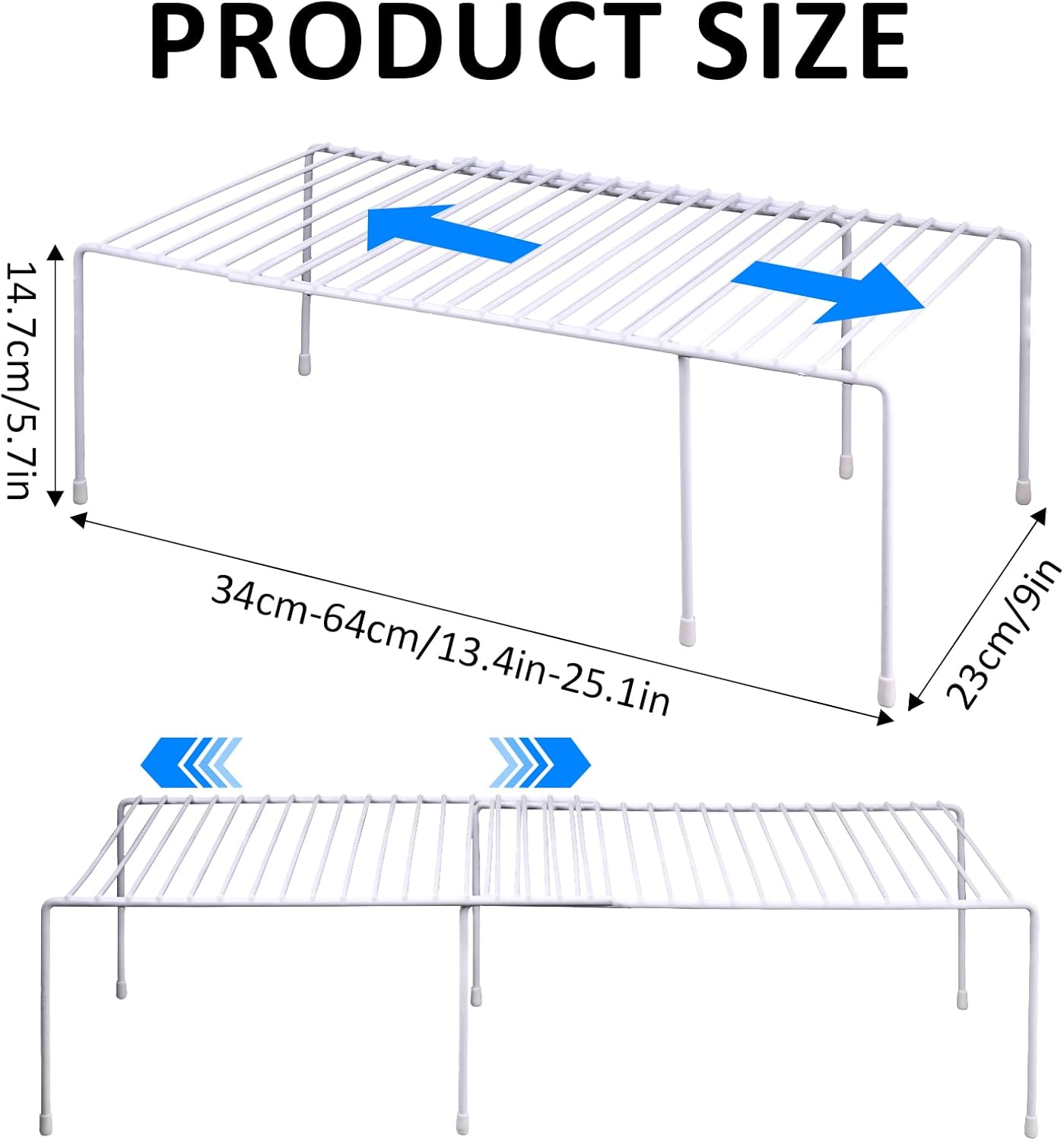 4-Pack Expandable Medium (13.4-25.1x9inch) Kitchen Organizer Rack, Kitchen Shelves for Spice Organization for Cabinet, Pantry Organizers and Storage, Spice Rack, Desk Organizer, White - Image 2