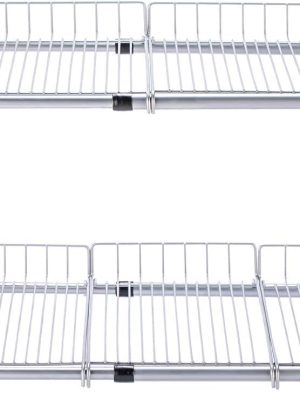 2 Tier Under Sink Organizers and Storage Rack Expandable Cabinet Shelf for Kitchen Bathroom Silver (17-25 inches)