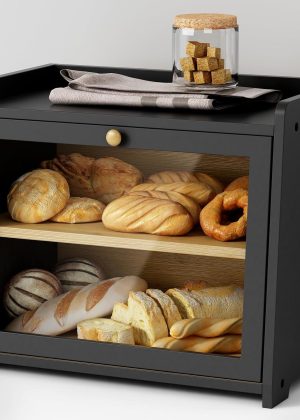 Black Bread Box, Wooden Farmhouse Style
