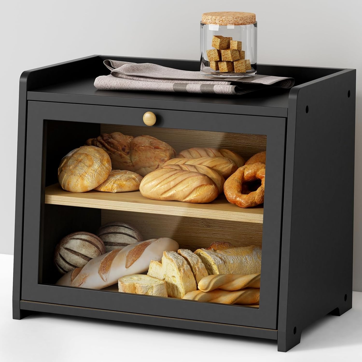 Black Bread Box, Wooden Farmhouse Style