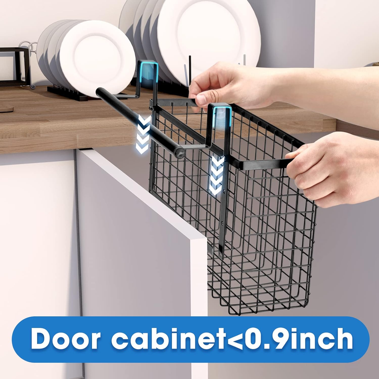 2 Pack Cabinet Door Organizer,Over The Cabinet Door Organizer with Towel Bars,Hang Over Cabinet Door Storage, Kitchen Cabinet Door Organizer for Cutting Board, Baking Sheet, Foil, Plastic Wrap - Image 2