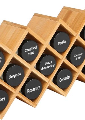 Bamboo Spice Rack, Four-Tier Countertop Storage Rack, Cross-Style Structure