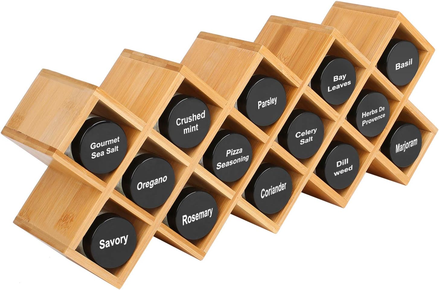 Bamboo Spice Rack, Four-Tier Countertop Storage Rack, Cross-Style Structure