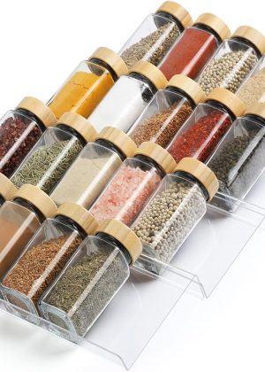Four-Layer Acrylic Spice Drawer Organizer, Expandable from 9 to 18 Inches