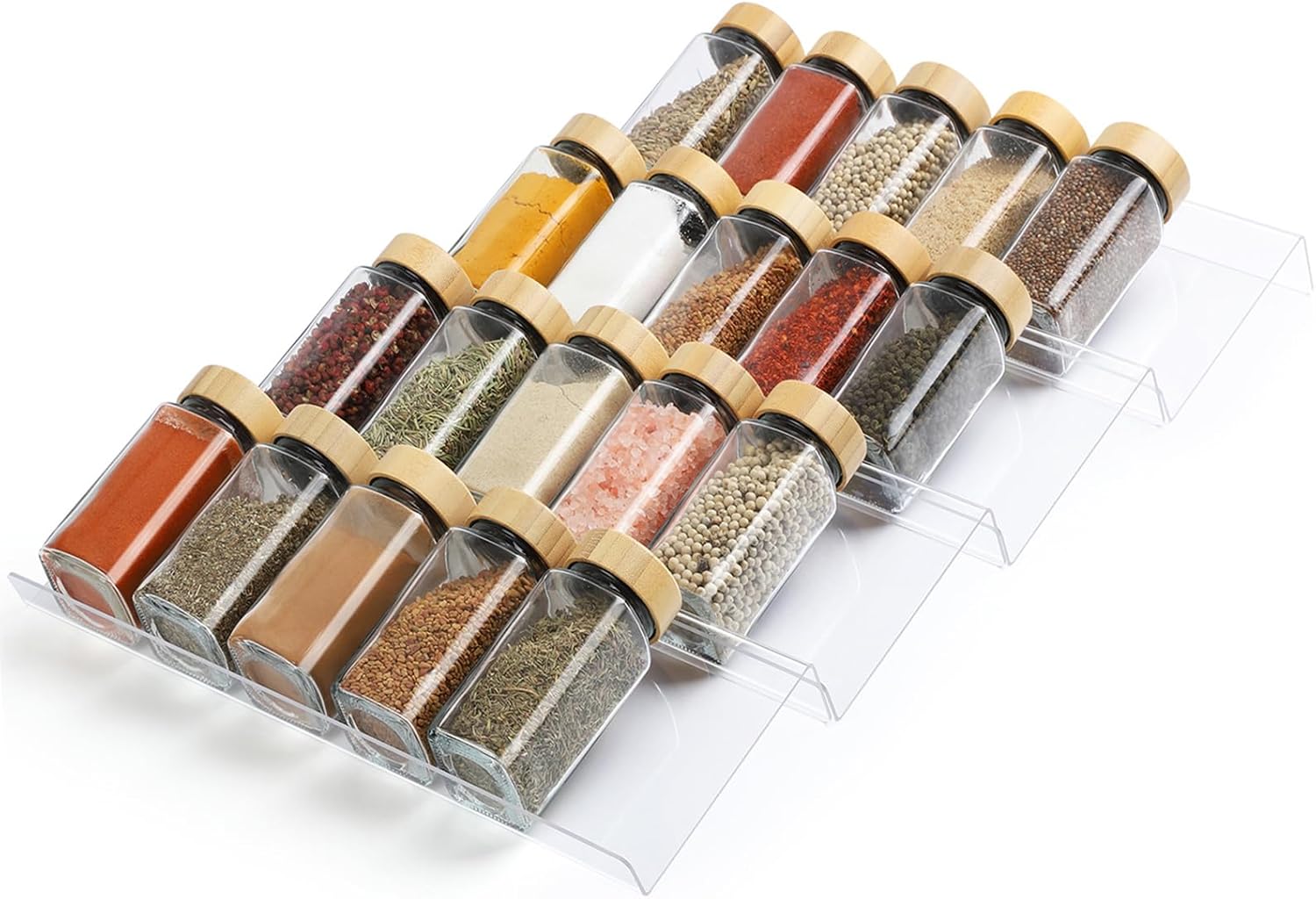 Four-Layer Acrylic Spice Drawer Organizer, Expandable from 9 to 18 Inches