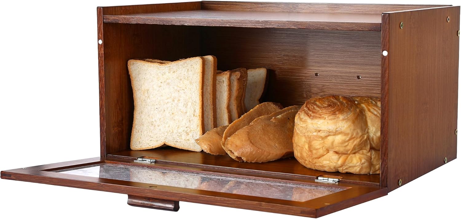 Vintage Bread Box – Vintage brown bread storage box, suitable for kitchen countertops - Image 2