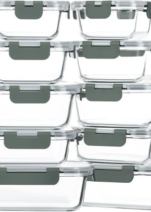 10-Pack Glass Food Storage Boxes with Lids – Lunchbox and glass prep boxes, microwave, oven, refrigerator, and dishwasher safe
