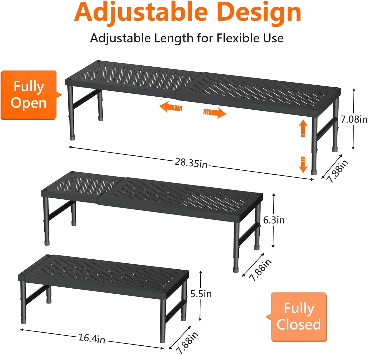 Expandable adjustable stackable kitchen organizer,Spice Racks,Counter Shelf for Cabinets,Small Cupboard Organizers,Heavy Duty Metal Pantry Storage Shelves Racks for kitchen,cabinet - Image 2