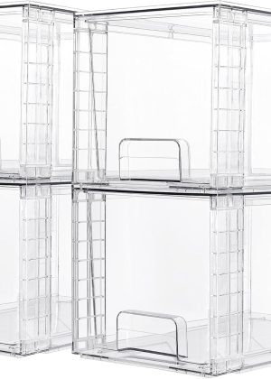 4-Piece Stackable Storage Drawers, Acrylic
