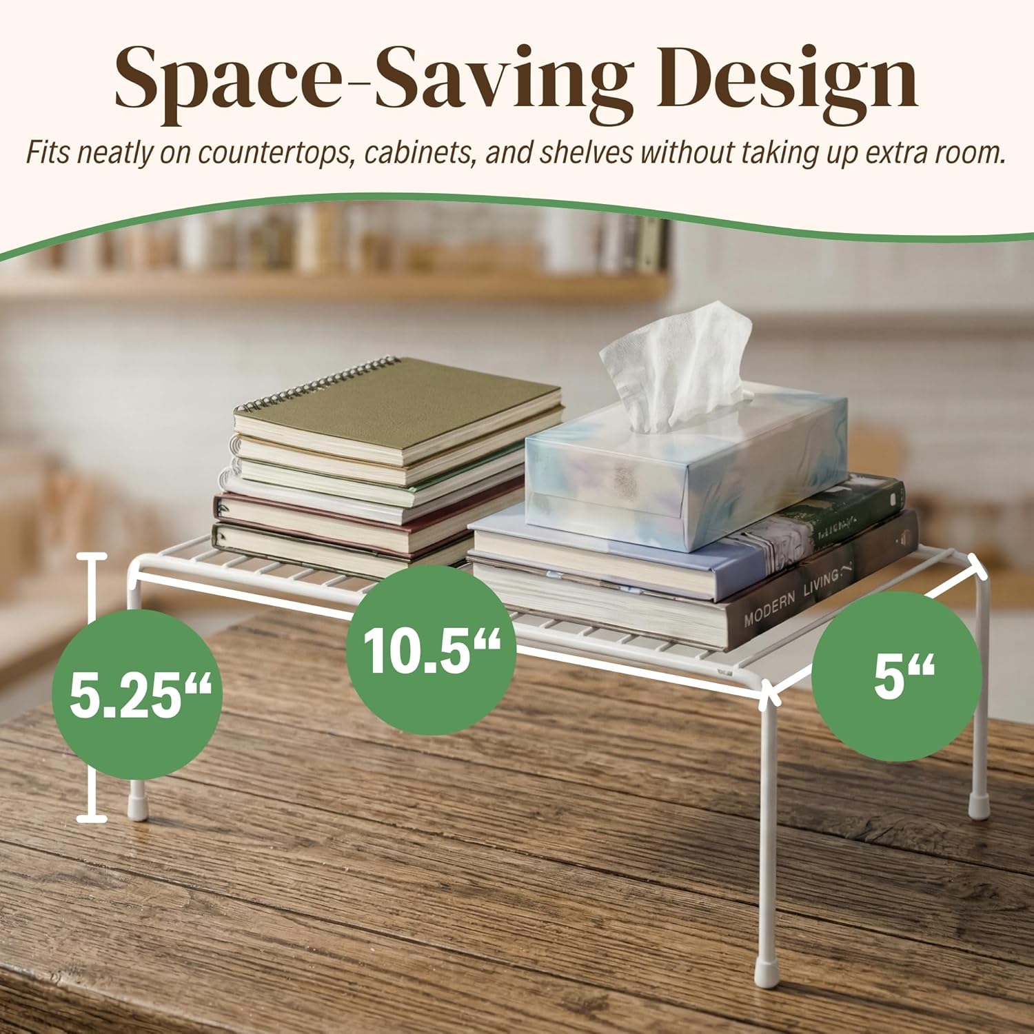 Wire Rack Cabinet Shelf Organizer -2 Pack Sturdy Metal Cabinet Riser Shelf - Double Space-Great for Kitchen, Freezer, Pantry -Rustproof - Image 2
