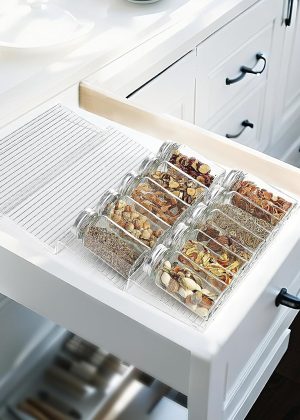 Spice Rack for Drawers, 4-Piece Set, Expandable from 11 to 22 Inches