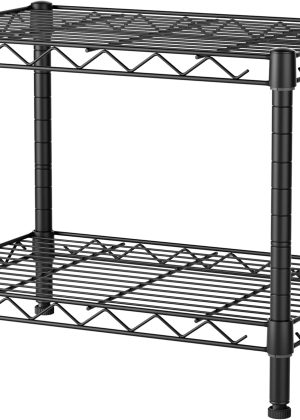 2 Small Wire Shelves Kitchen Pantry Close Home Organizers and Storage Bathroom Shelf Laundry Room Organization Adjustable Book Metal Garage Shelving Unit