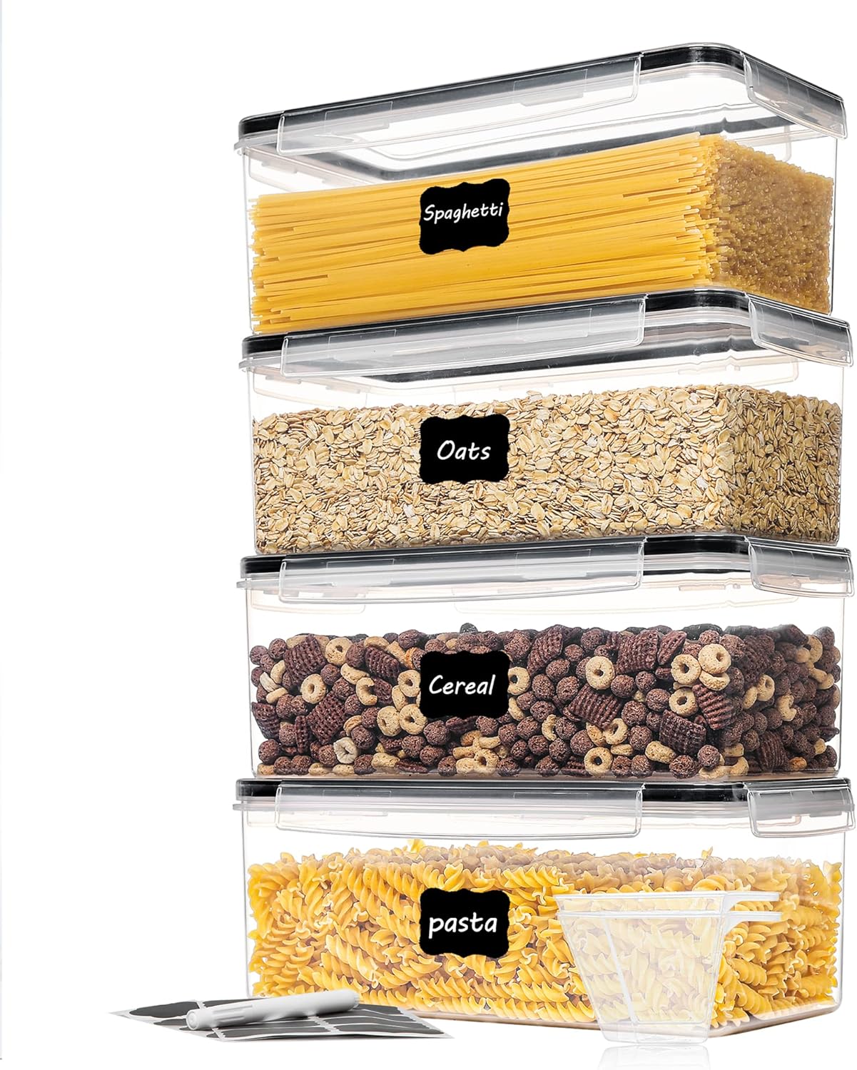 4-Pack Lidded Food Storage Containers, 3.2L