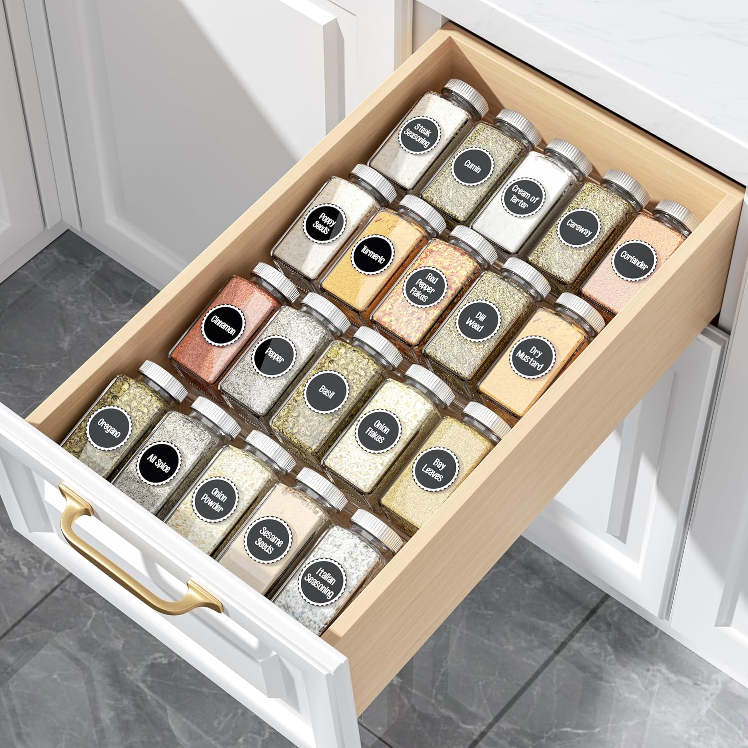 Transparent Acrylic Spice Drawer Organizer, 4 Layers, 1 Set